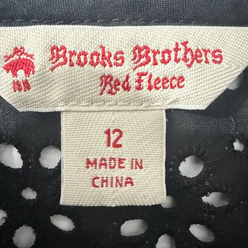 Brooks Brothers Red Fleece Black Eyelet Lace Blouse Size 12 - Picture 2 of 10